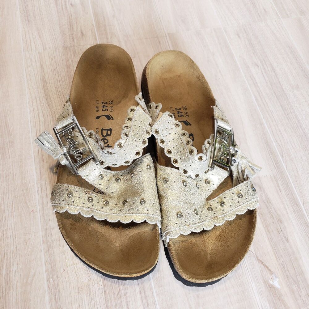 Betula Birkenstock Krystle Gold Leather Sandals Women’s EU 38.5 US 8 Boho Studde - Picture 7 of 8